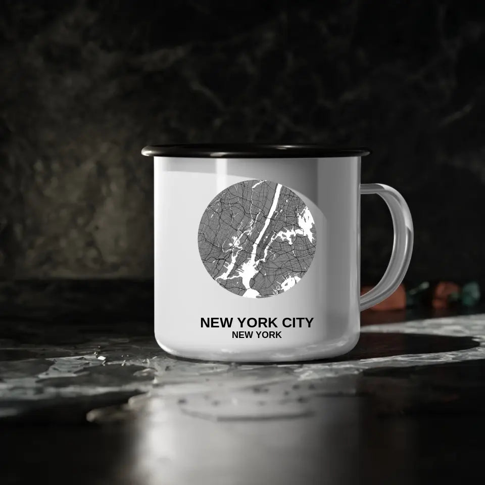 Custom Map Coffee Mug - Circle Design