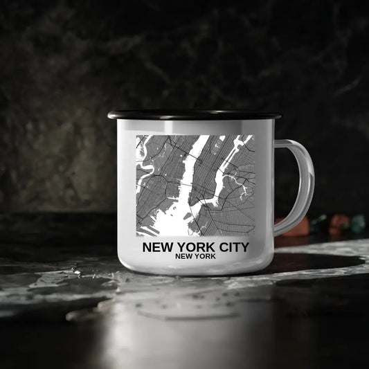 12oz Enamel Camp Map Mug - Rectangle Design