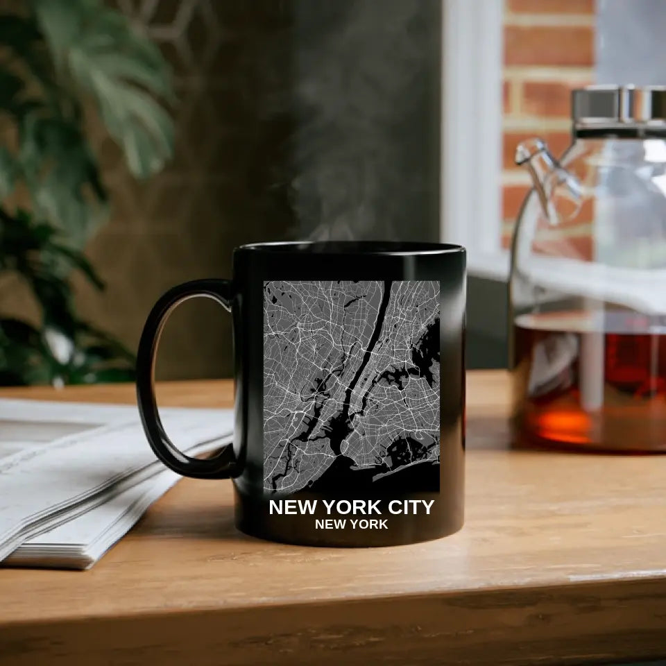 Custom Map Coffee Mug, Aesthetic Mug, Ceramic Travel Mug, Any City Art - Rectangle Design