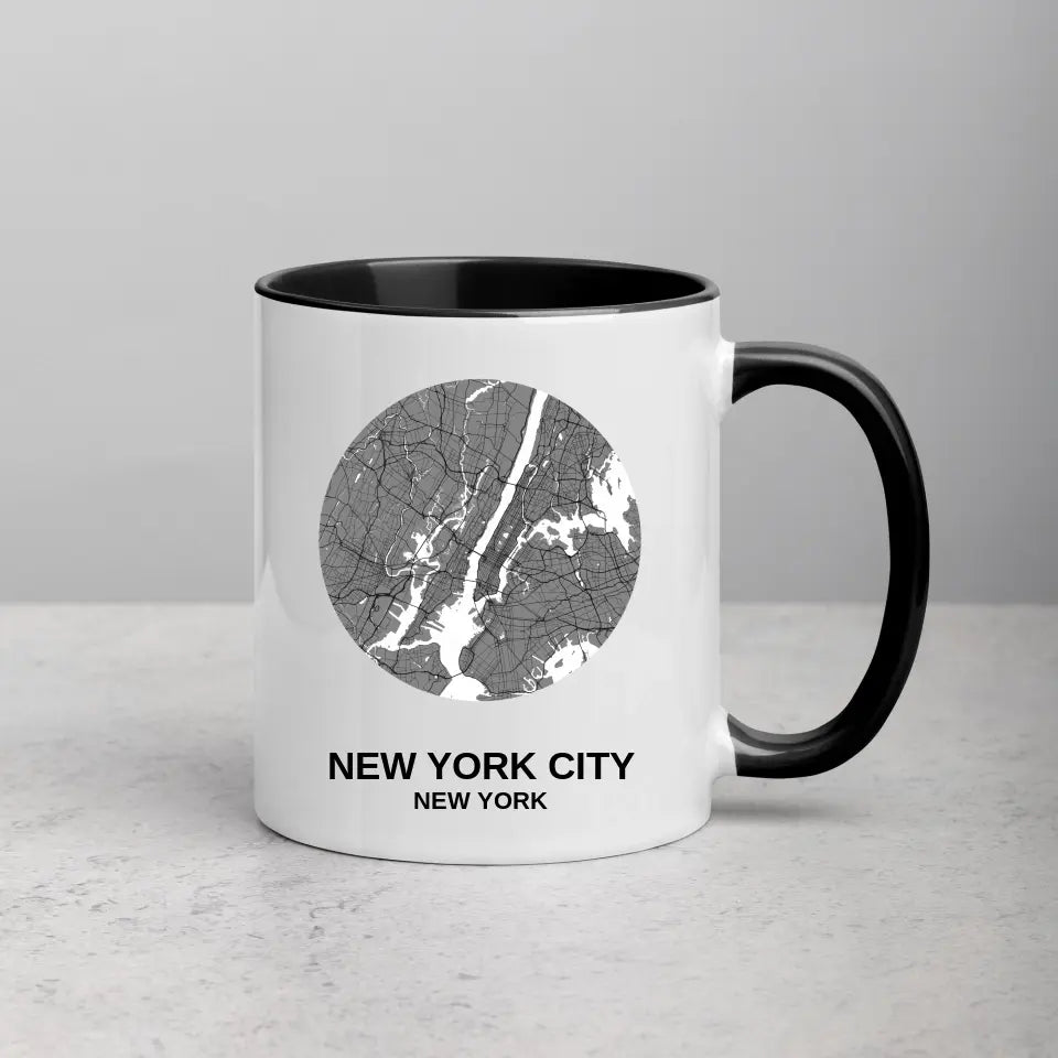 Custom Map Coffee Mug, Aesthetic Mug, Ceramic Travel Mug, Any City Art - Circle Design