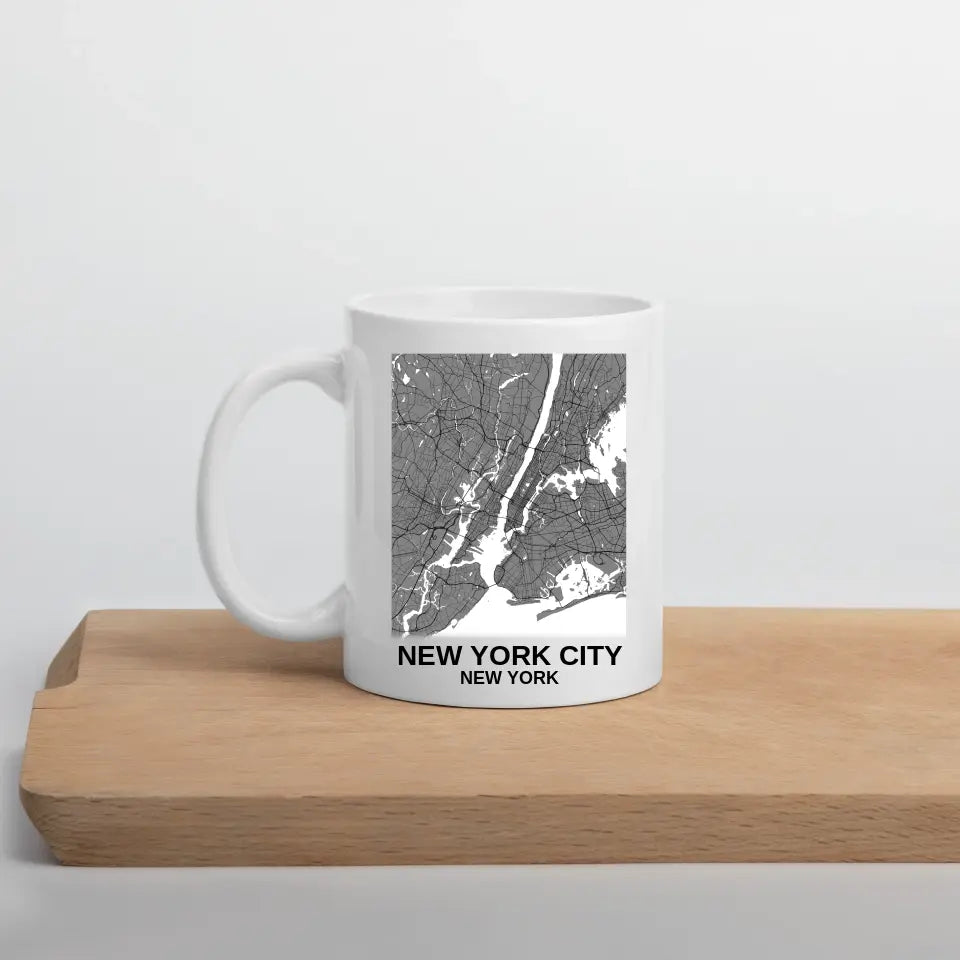 Custom Map Coffee Mug, Aesthetic Mug, Ceramic Travel Mug, Any City Art - Rectangle Design