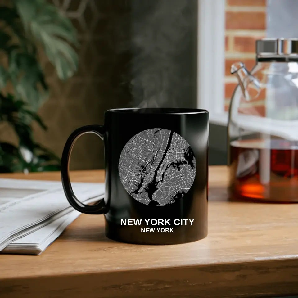 Custom Map Coffee Mug, Aesthetic Mug, Ceramic Travel Mug, Any City Art - Circle Design