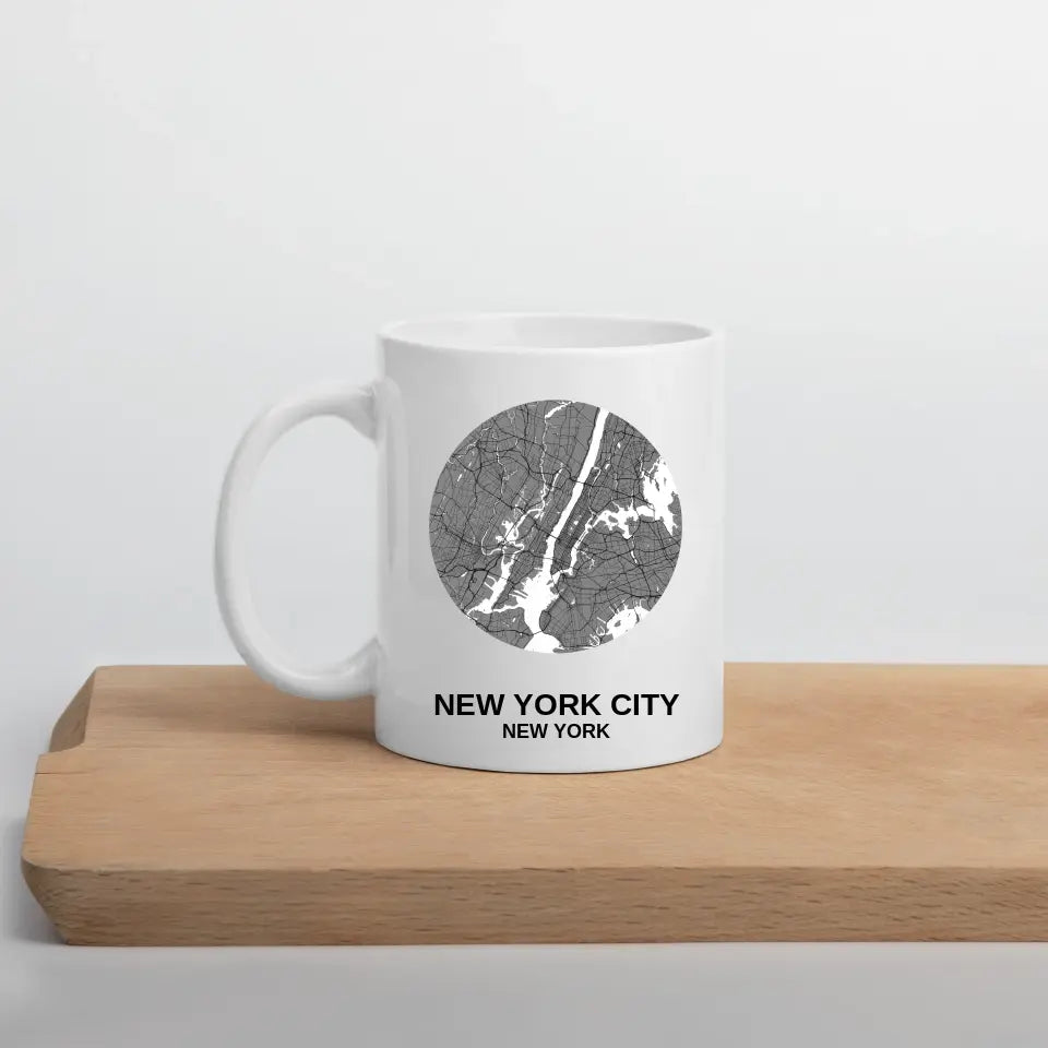 Custom Map Coffee Mug, Aesthetic Mug, Ceramic Travel Mug, Any City Art - Circle Design