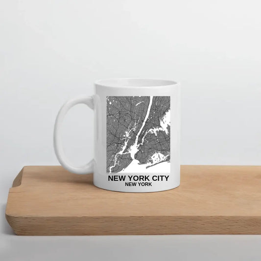 11oz All White Map Mug - Rectangle Design