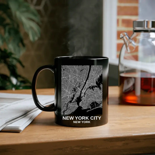 11oz Black Map Mug - Rectangle Design