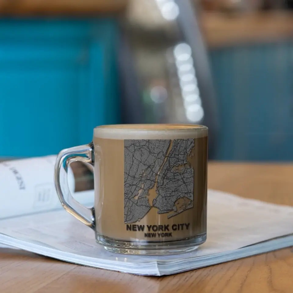 10oz Glass Map Mug - Rectangular Map